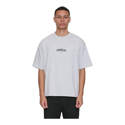 Thrills Of Victory Embro Box Fit Oversize Cropped Contrast Stitch Tee - Snow Marle