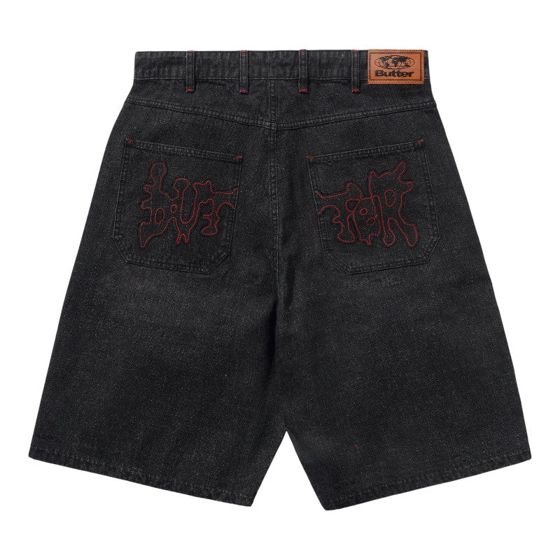 Butter Blotch Denim Shorts - Streaky Black