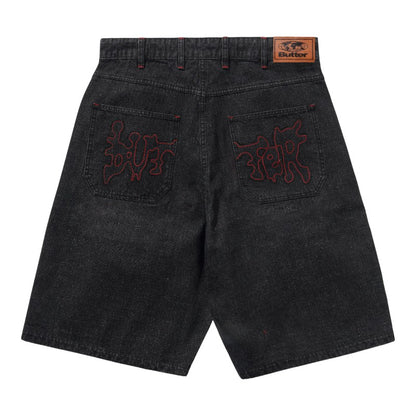 Butter Blotch Denim Shorts - Streaky Black