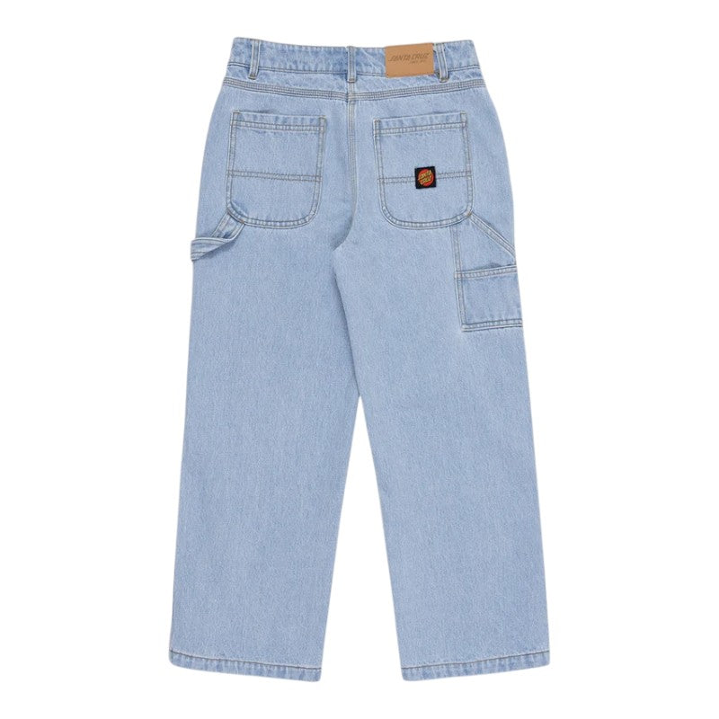 Santa Cruz Youth Classic Dot Carpenter Baggy Jeans - Light Washed Indigo