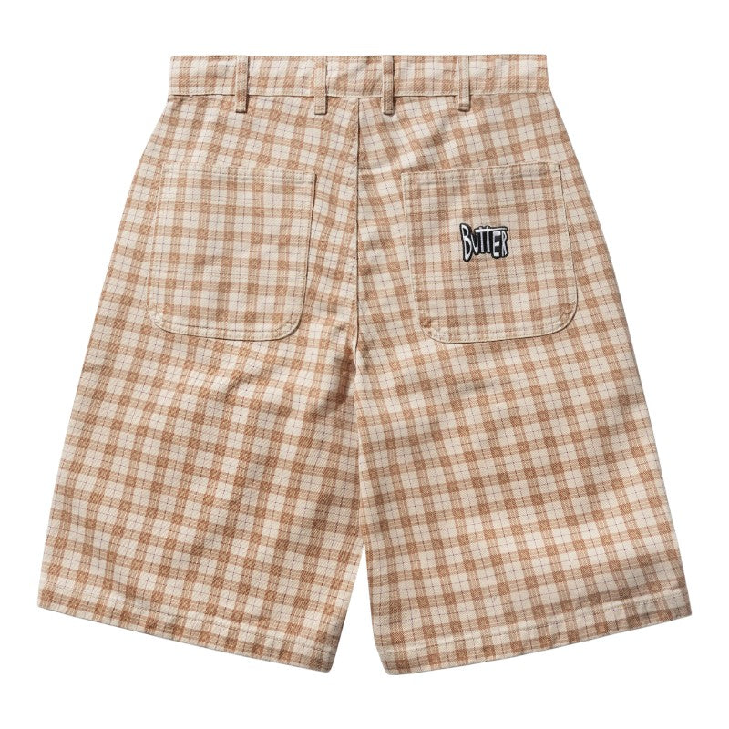 Butter X Peanuts Spike Work Shorts - Sandstone Plaid