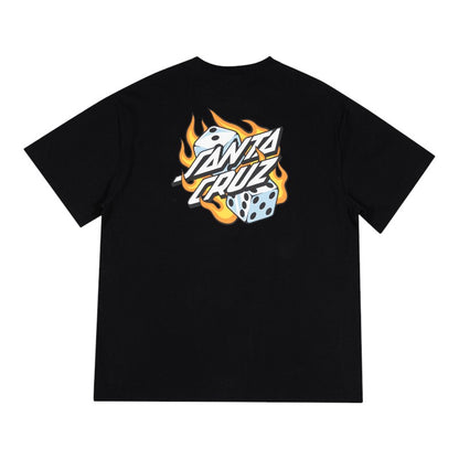 Santa Cruz Flaming Dice Dot Flash Tee - Black