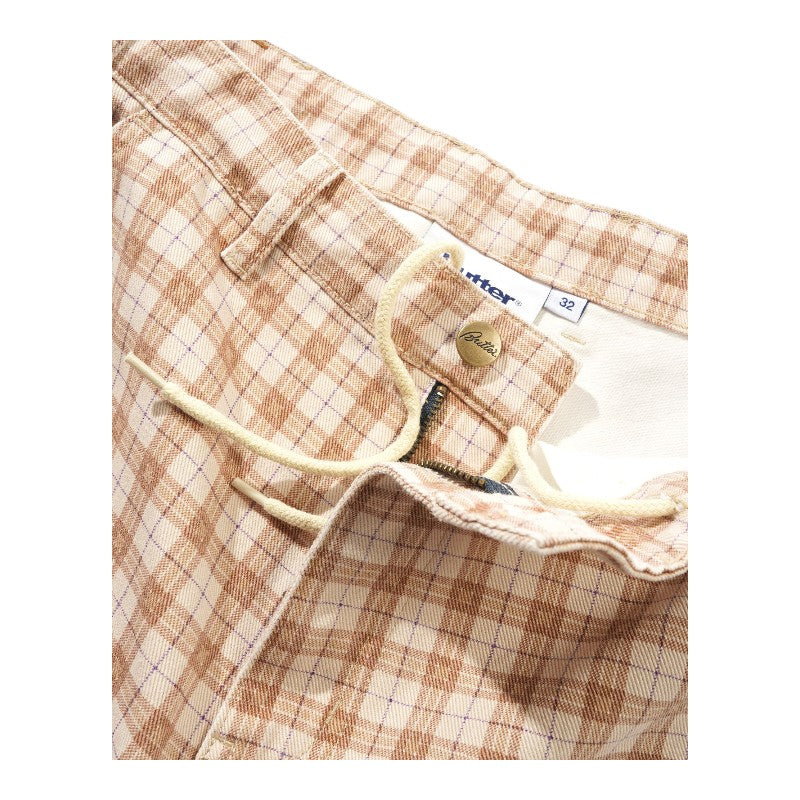 Butter X Peanuts Spike Work Shorts - Sandstone Plaid