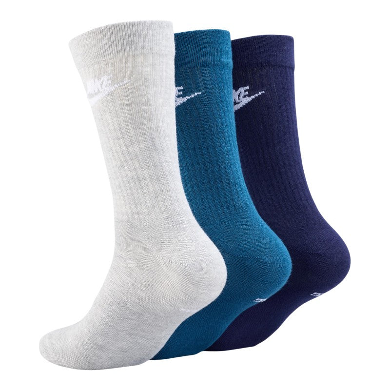 Nike Sportswear Everyday Essential Crew Socks 3 Pack - Grey Marle/Navy/Teal