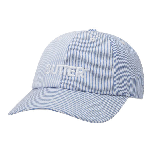 Butter Goods Rounded Logo 6 Panel Cap - French Blue Stripe