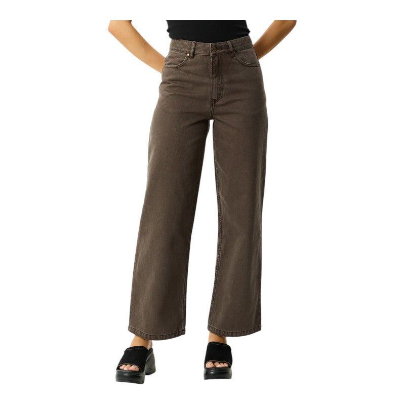 Afends Bella Wide Leg Jeans - Washed Coffee