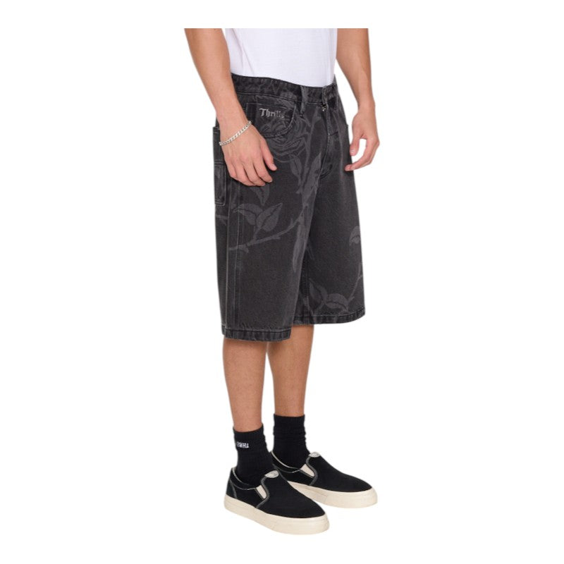 Thrills Time Will Tell Big Slacker Baggy Denim Short - Black Bull