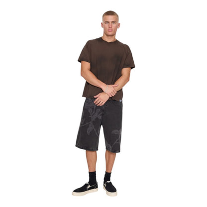Thrills Time Will Tell Big Slacker Baggy Denim Short - Black Bull