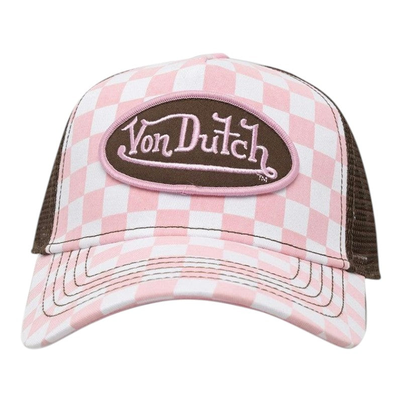 Von Dutch Trucker Cap - Pink White Checker