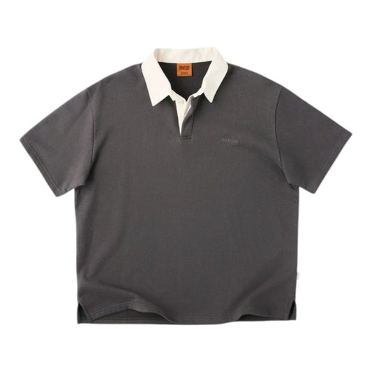 Rhythm Koa SS Rugby Polo - Charcoal