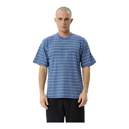 Afends Eureka Boxy Tee - Slate Blue Stripe