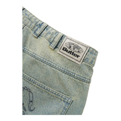 Butter Goods Scorpion Stich Denim Shorts - Tinted Light Blue