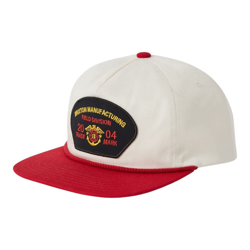 Brixton Division Snapback - Off White/Red