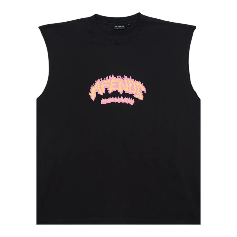Afends Flame On Sleeveless Tee - Stone Black