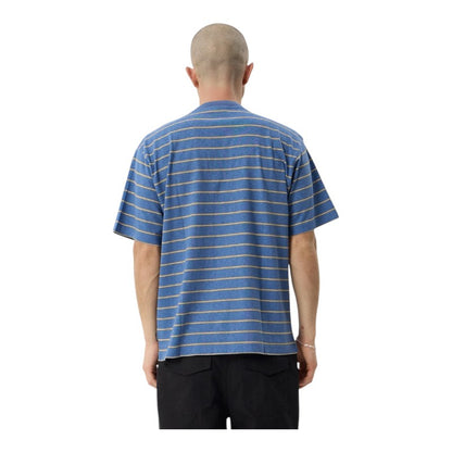 Afends Eureka Boxy Tee - Slate Blue Stripe