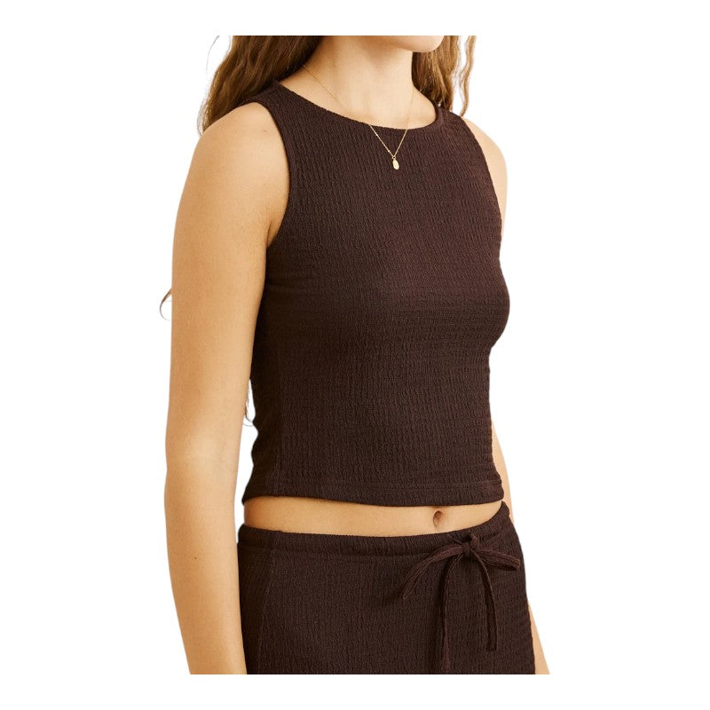 Rhythm Indie High Neck Tank - Chocolate