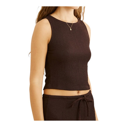 Rhythm Indie High Neck Tank - Chocolate