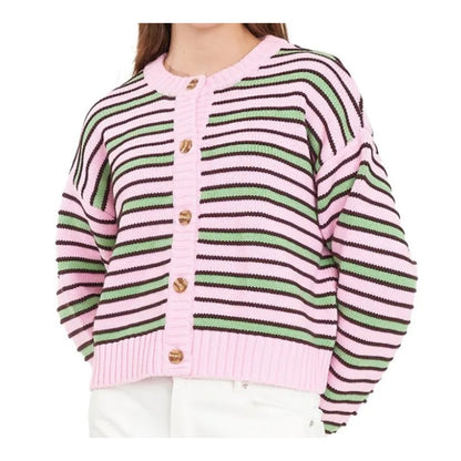 Huffer Bobby Knit Cardigan - Pink/Meadow