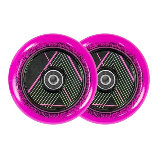 Mad Gear 100mm Raven Hollow Core Wheels Pair - Pink