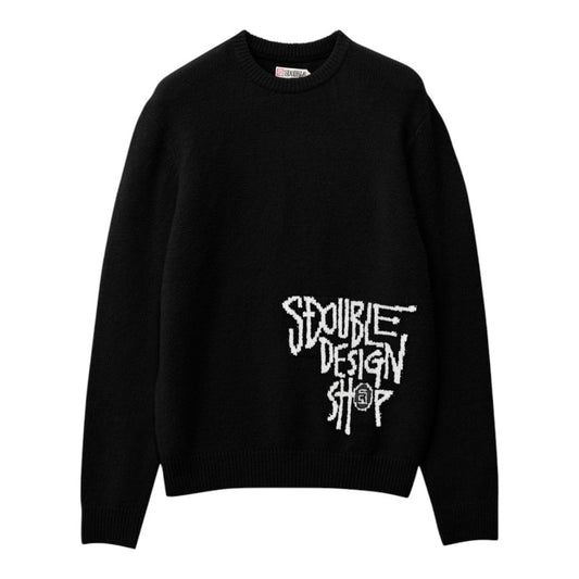 SDouble Placement Knit Sweater - Black